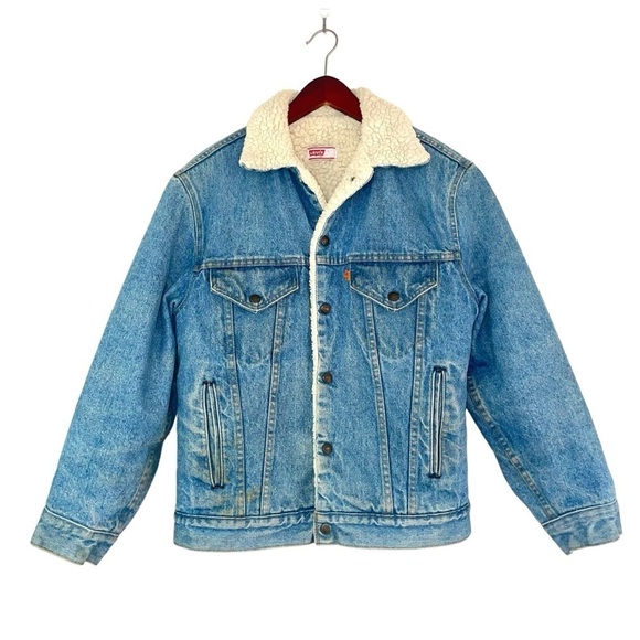 Levi’s vintage sherpa jacket orange tab denim blue mens small